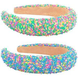 2 Pack Glitter Padded Headband Candy Sprinkle Wide Non Slip Hair Accessories